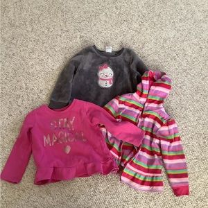 Lot of 3 Girls Sweaters Sweatshirts 24 Months Cozy Fuzzy Pink